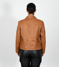 Women's Classic Leather Biker Zip Jacket