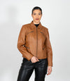Women's Classic Leather Biker Zip Jacket