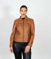 Women's Classic Leather Biker Zip Jacket