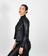Women's Classic Leather Biker Zip Jacket