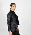 Women's Classic Leather Biker Zip Jacket