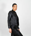Women's Classic Leather Biker Zip Jacket