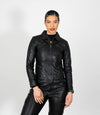 Women's Classic Leather Biker Zip Jacket