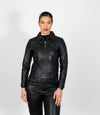 Women's Classic Leather Biker Zip Jacket