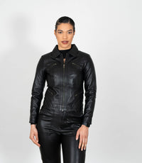 Women's Classic Leather Biker Zip Jacket