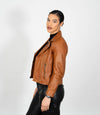 Women's Cross Zip Leather Biker Jacket