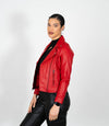 Women's Cross Zip Leather Biker Jacket