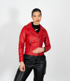 Women's Cross Zip Leather Biker Jacket
