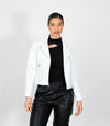 Women's Cross Zip Quilted Biker Style Leather Jacket
