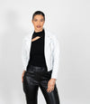 Women's Cross Zip Quilted Biker Style Leather Jacket