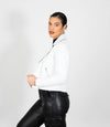 Women's Cross Zip Quilted Biker Style Leather Jacket