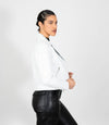Women's Cross Zip Quilted Biker Style Leather Jacket