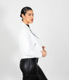 Women's Cross Zip Quilted Biker Style Leather Jacket