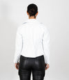 Women's Cross Zip Quilted Biker Style Leather Jacket