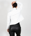 Women's Cross Zip Quilted Biker Style Leather Jacket