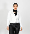 Women's Cross Zip Quilted Biker Style Leather Jacket