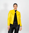 Women's Mandarin Collar Leather Biker Jacket