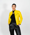 Women's Mandarin Collar Leather Biker Jacket