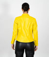 Women's Mandarin Collar Leather Biker Jacket