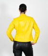 Women's Mandarin Collar Leather Biker Jacket