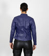 Women's Mandarin Collar Leather Biker Jacket