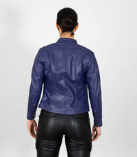 Women's Mandarin Collar Leather Biker Jacket