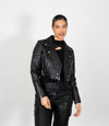 Women's Cropped Biker Style Leather Jacket