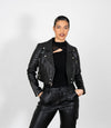Women's Cropped Biker Style Leather Jacket