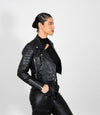 Women's Cropped Biker Style Leather Jacket