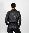 Women's Cropped Biker Style Leather Jacket
