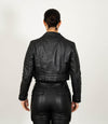 Women's Cropped Biker Style Leather Jacket