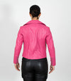 Women's Cross Zip Quilted Biker Style Leather Jacket