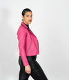 Women's Cross Zip Quilted Biker Style Leather Jacket