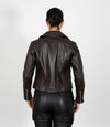 Women's Cross Zip Quilted Biker Style Leather Jacket