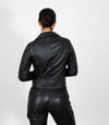 Women's Biker Style Cross Zip Leather Jacket