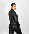 Women's Biker Style Cross Zip Leather Jacket