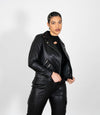 Women's Biker Style Cross Zip Leather Jacket
