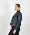 Women's Biker Style Cross Zip Leather Jacket