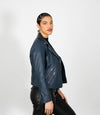 Women's Biker Style Cross Zip Leather Jacket