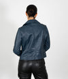 Women's Biker Style Cross Zip Leather Jacket