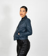 Women's Biker Style Cross Zip Leather Jacket