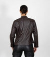 Women's Mandarin Collar Leather Biker Jacket