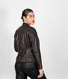 Women's Mandarin Collar Leather Biker Jacket