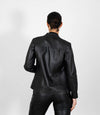 Women's Classic Zip Up V-Neck Leather Jacket