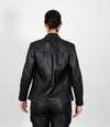 Women's Classic Zip Up V-Neck Leather Jacket