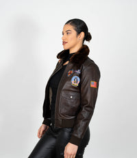 Ladies Air Force Style Bomber Leather Jacket