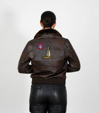 Ladies Air Force Style Bomber Leather Jacket