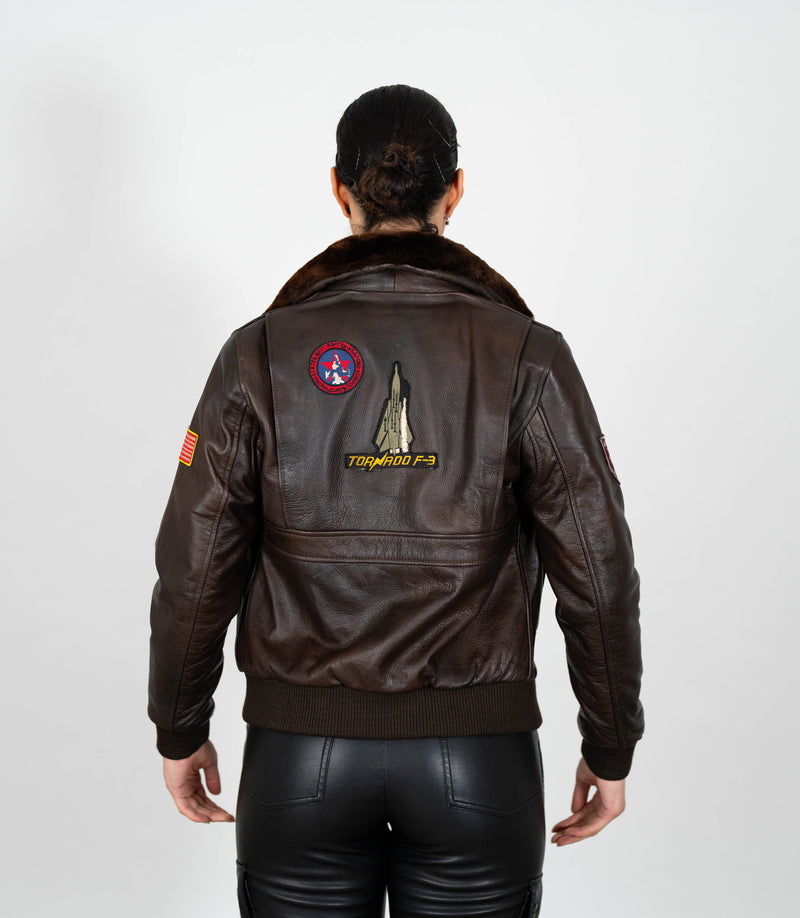 Ladies Air Force Style Bomber Leather Jacket