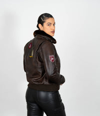 Ladies Air Force Style Bomber Leather Jacket