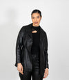 Women's Classic Three Button Leather Blazer